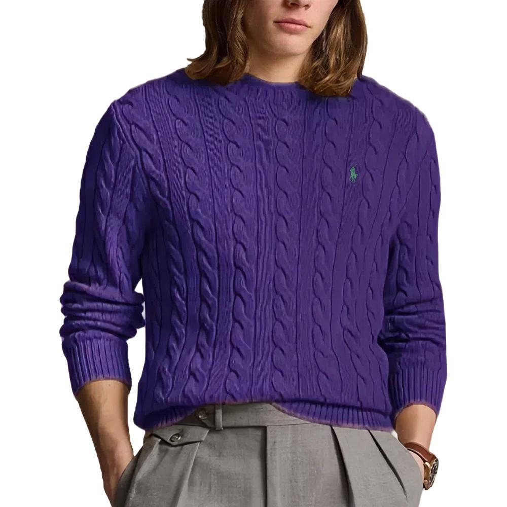 Вязаный свитер мужской Polo Ralph Lauren, фиолетовый — фото 3