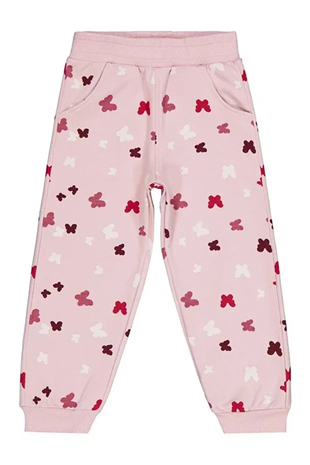 Детские спортивные штаны для девочек с принтом Kelebek Civil Girls, Light Rose Dried