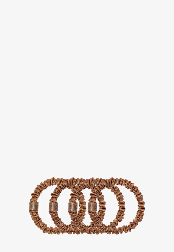 Резинки для волос в комплекте 4 шт, Pure Silk Skinny Scrunchies Slip, Brown