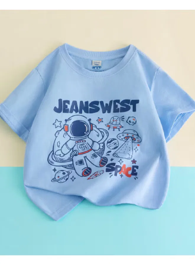 Футболка с коротким рукавом и графическим принтом для мальчиков Jeanswest, синяя