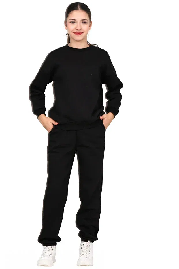 Детский комплект спортивного костюма для девочек Basic Erdem Kids, Black