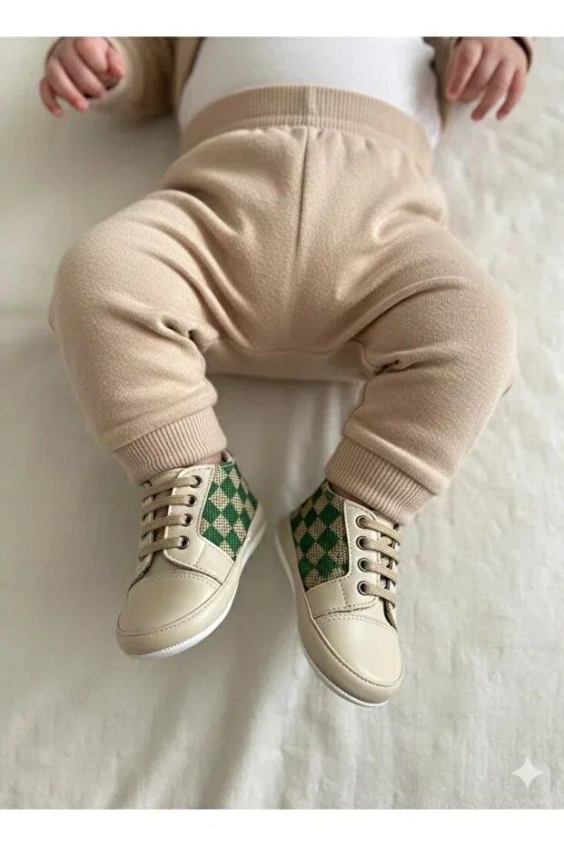 Детские туфли для девочек с принтом Numix Baby Kids, Green Beige