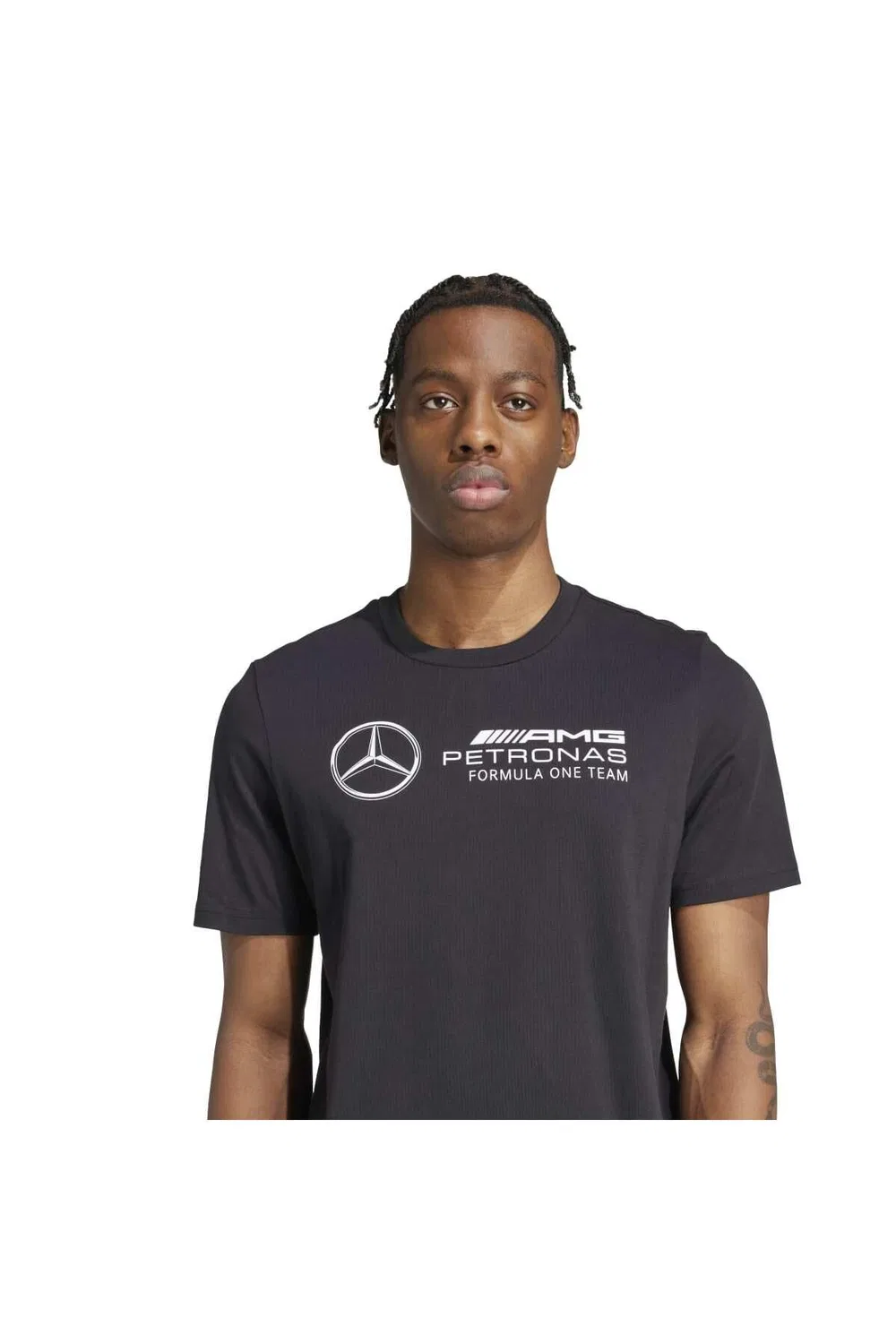 Мужская футболка с принтом Mercedes-AMG Petronas Formula One Team DNA adidas, Black/White — фото 3