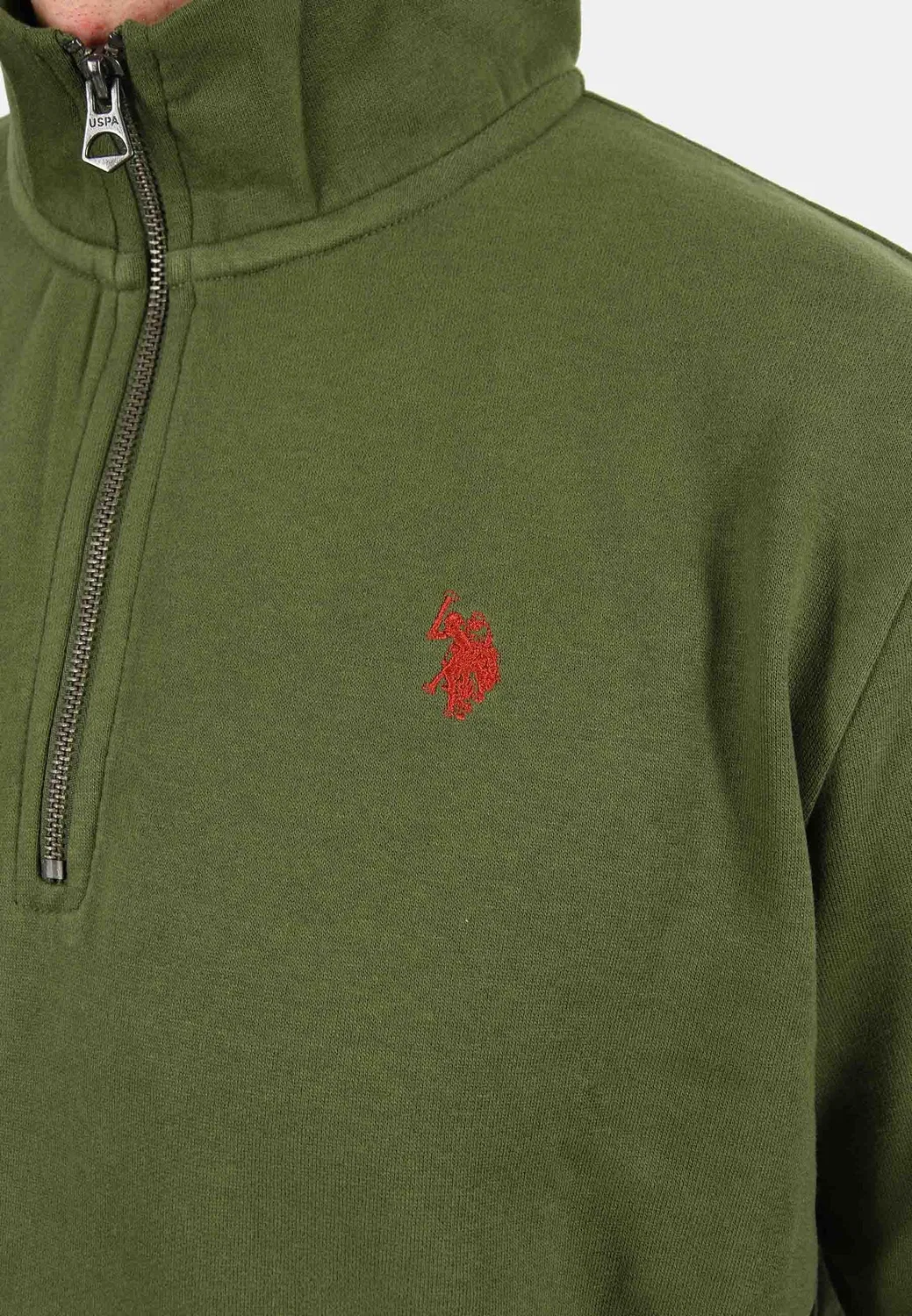 Мужской пуловер с половиной застежкой-молнией P017 U.S. Polo Assn., Olive — фото 4