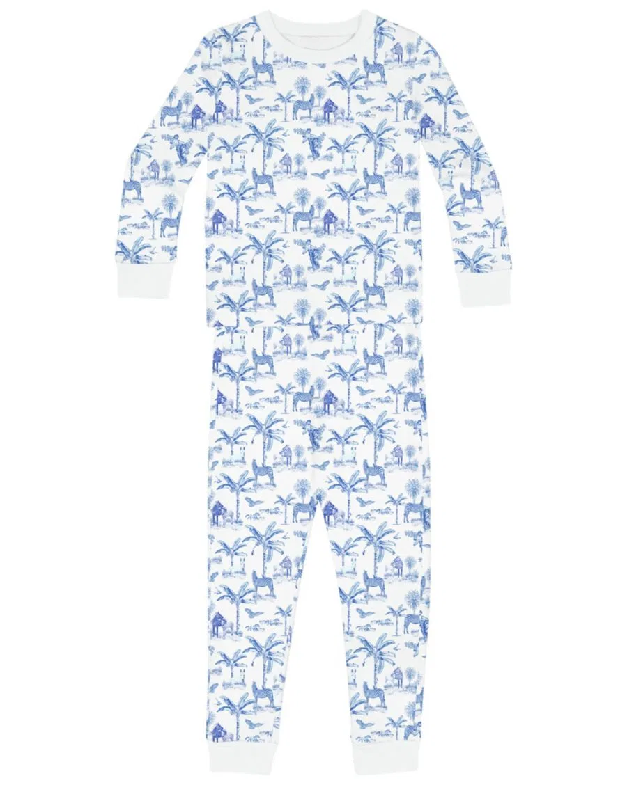 Комплект детской пижамы с длинным рукавом, с принтом Sant and Abel, Blue Skydog Toile