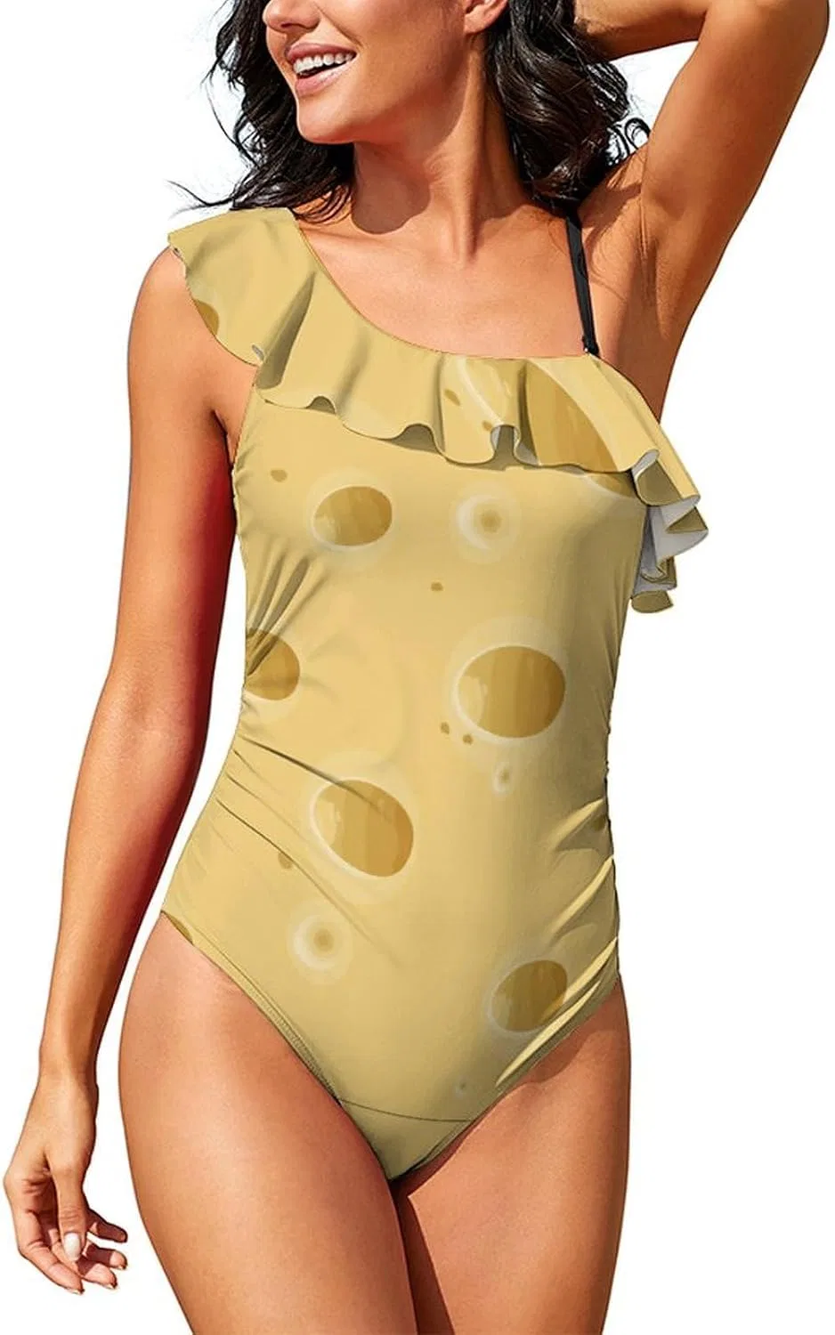 Женский цельнокроеный купальник с одним плечом Cheese, Style-1