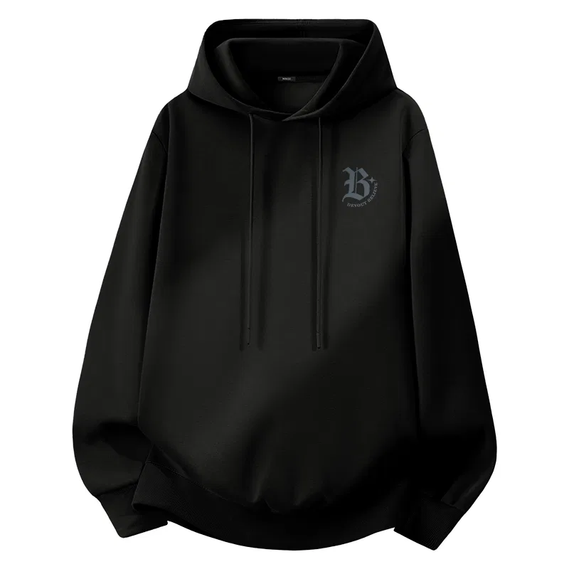 Детский худи с капюшоном MINISO, Cotton Air Layer Soft Skin-Friendly Black (Gothic Gray Breast Logo)