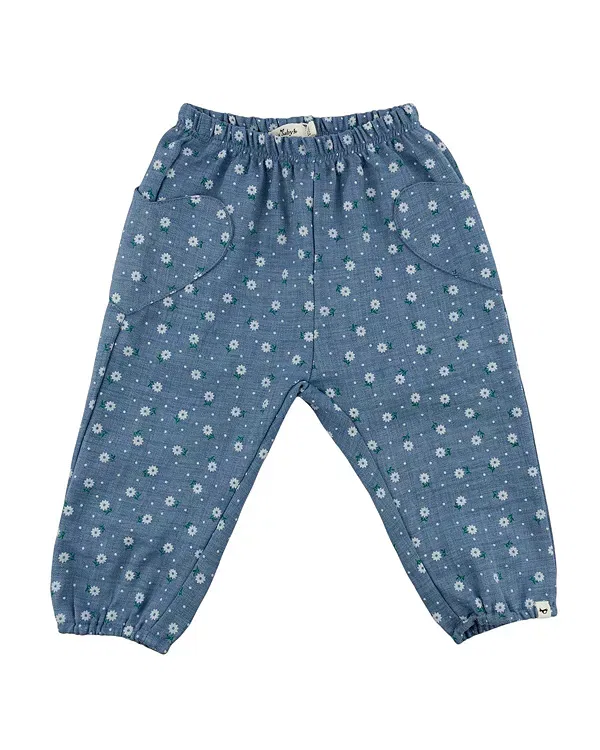 Детские брюки для девочек с боковыми карманами Sunburst Heart Side Pocket Pant Oh Baby!, Denim