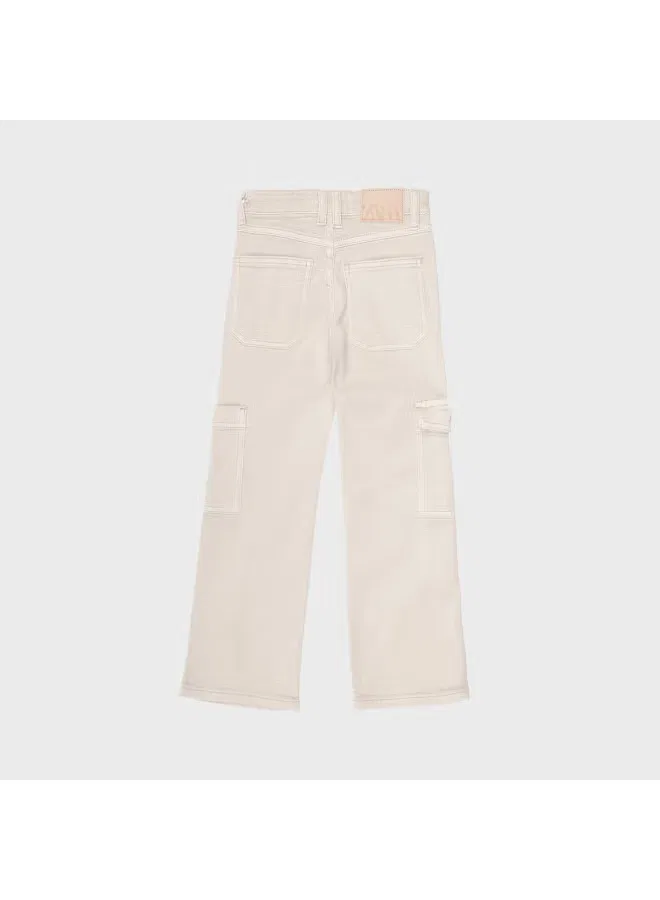 Брюки с карманами Zara, светло-бежевый — фото 3