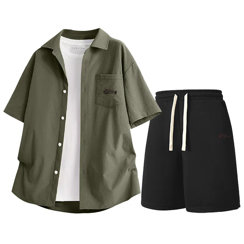 Детский комплект спортивной одежды Ice Silk Cool Layering Tonlion, Хаки и Черный