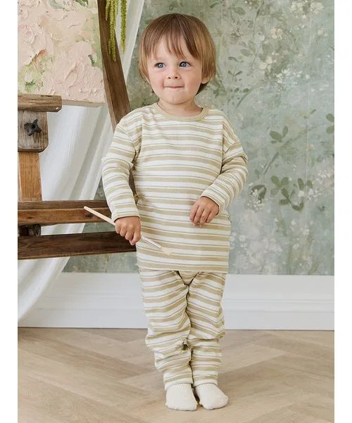 Детская футболка с длинным рукавомPima Cotton Double Stripe Hay/Cloud JAMIE KAY, Khaki — фото 4