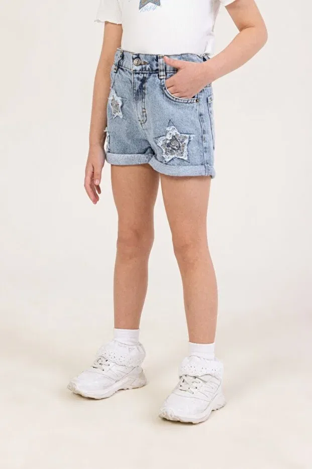 Детские шорты для девочек с вышивкой звездой Dmb Boys & Girls, Blue