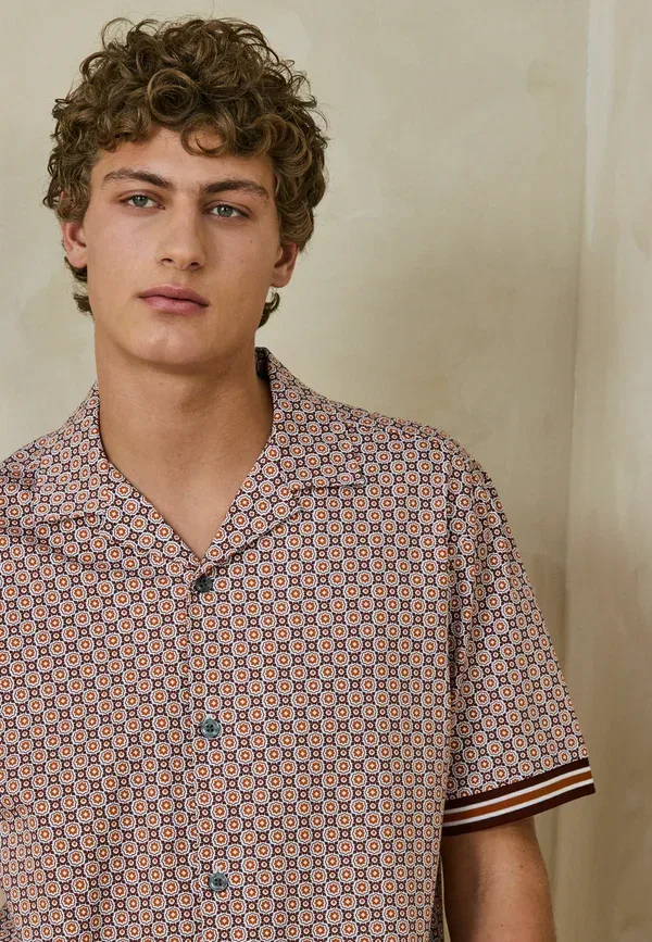 Рубашка хлопковая с принтом Shirt Next, коричневый — фото 3