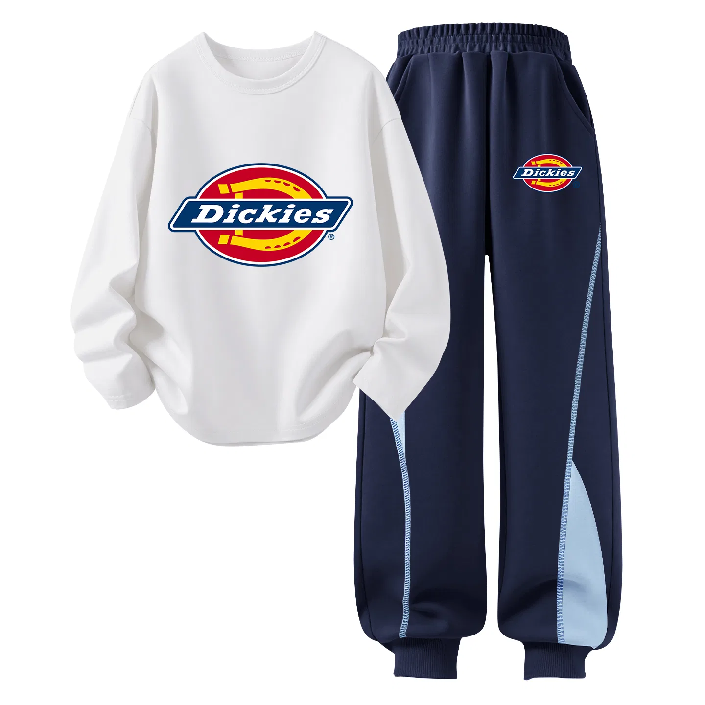 Детский спортивный комплект с воротником-поло, модель Standard Thick White+Standard Thick K Navy Blue, Dickies, Standard Thick White/Standard Thick K Navy Blue
