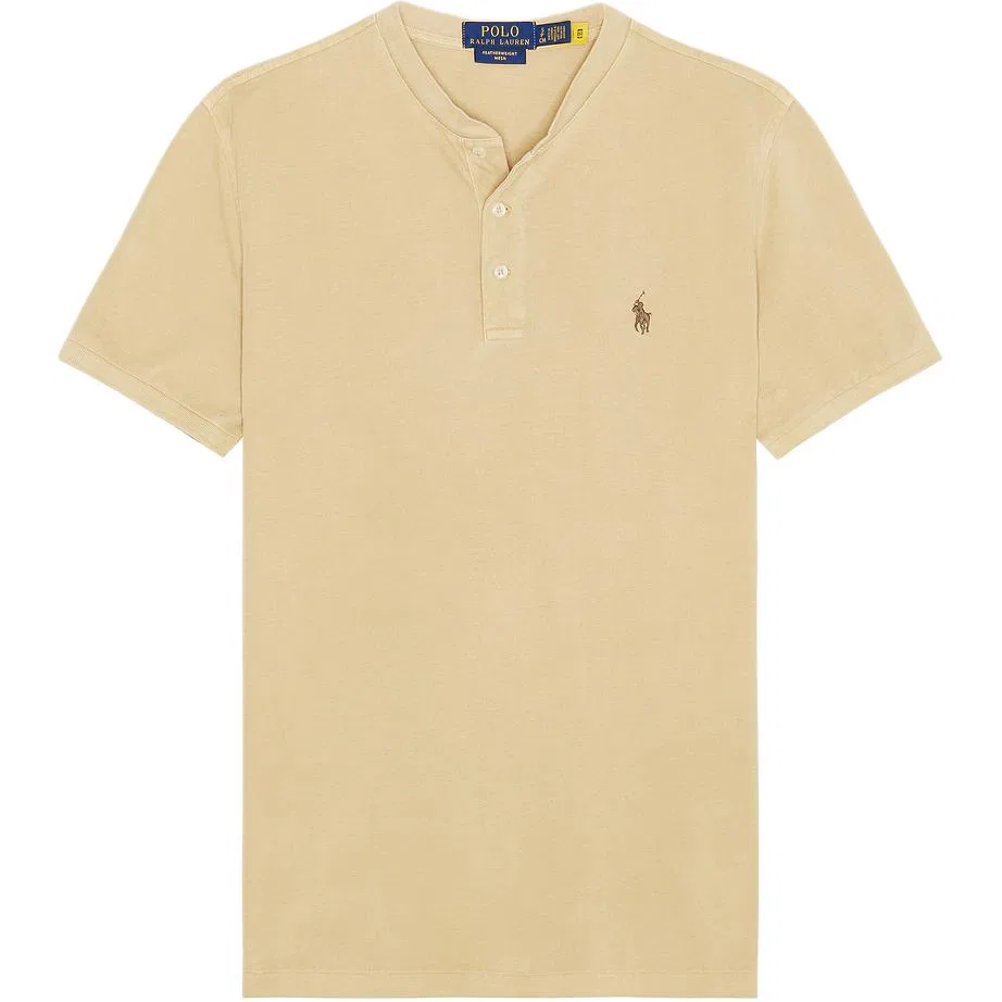 Мужское поло Khaki Henry Collar Moderate Polo Ralph Lauren, Khaki