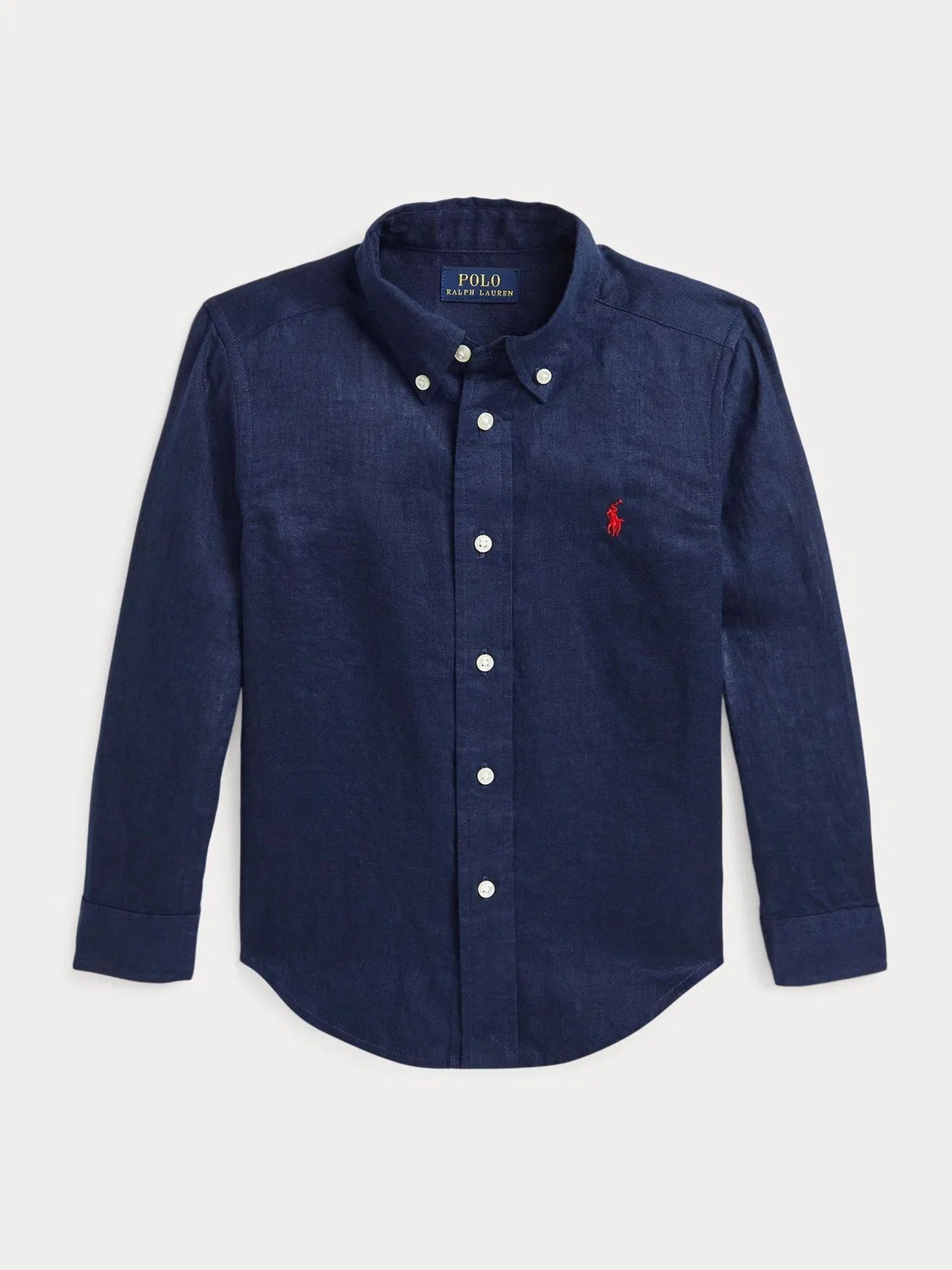 Рубашка из льна, модель Logo Polo Ralph Lauren, синий — фото 4