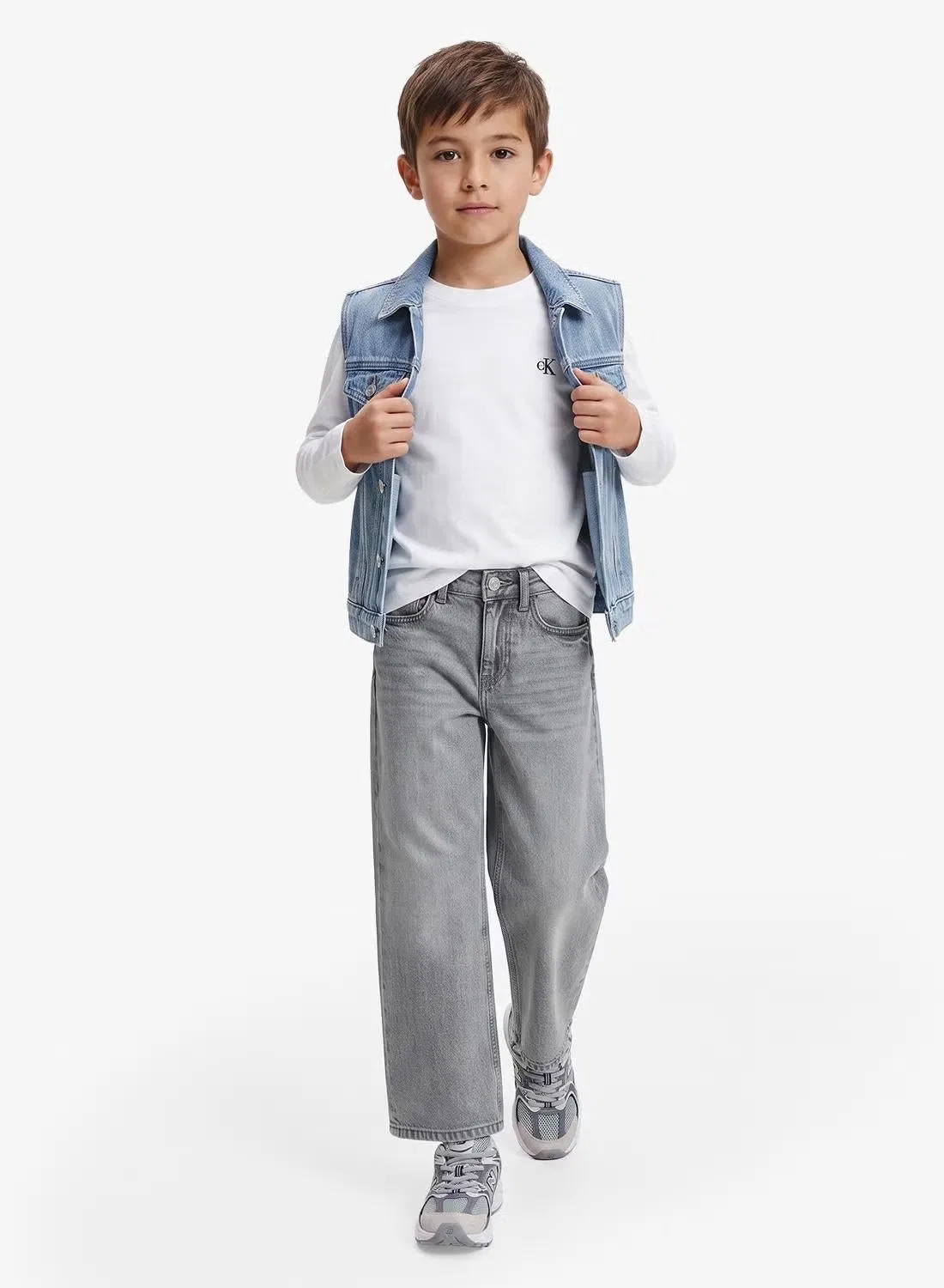 Комплект футболок с длинным рукавом 2 шт Calvin Klein Jeans, бежевый — фото 3