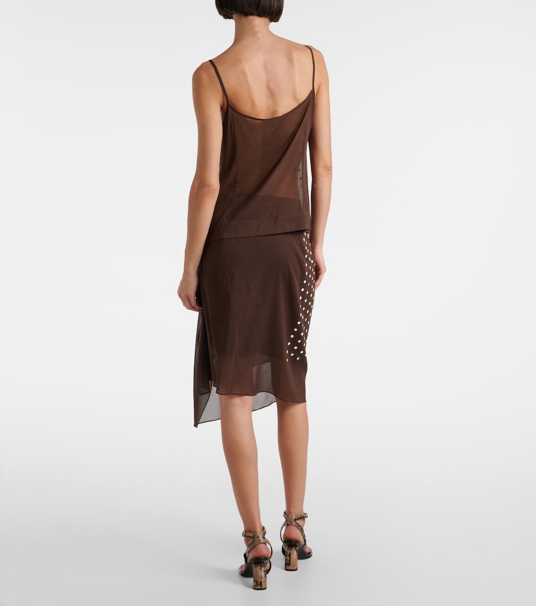 Топ с полосками из смесового шелка Dries Van Noten, коричневый — фото 3