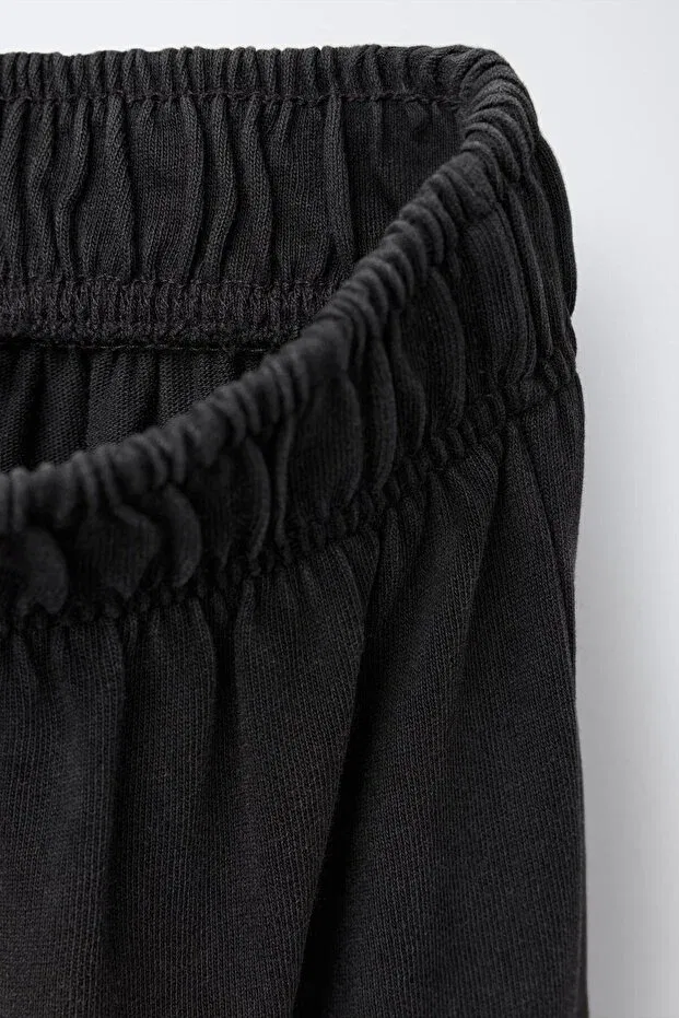 Детские брюки для девочек широкие карго Washed effect wide leg cargo pants Zeyderkids, Black — фото 2