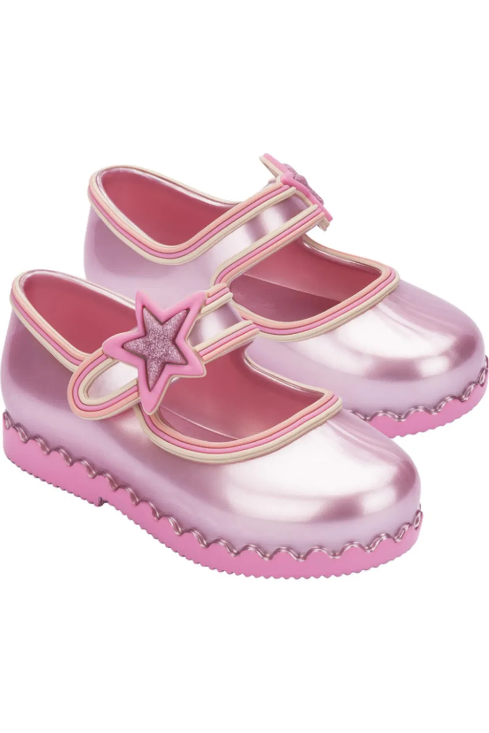 Туфли детские балетки на липучке Hip Ballerina Mary Jane Flat Mini Melissa, Pearly Pink