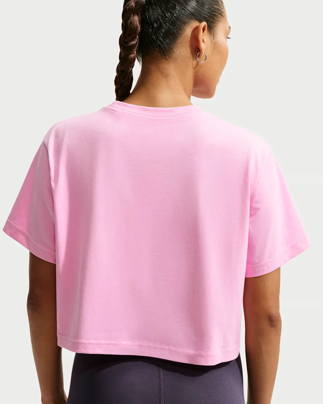 Женская свободная укороченная футболка с коротким рукавом Nike Sportswear Classic, Pink Rise/Sail — фото 2