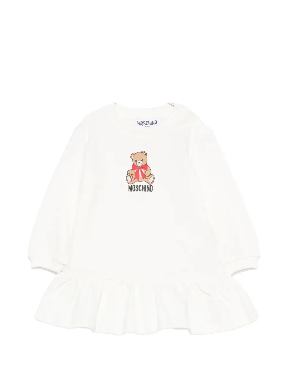 Платье с оборками "Мишка Тедди" Moschino Kids, белый