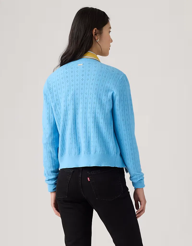 Кардиган Levi's Supersoft с ажурным узором и круглым вырезом, синий — фото 2