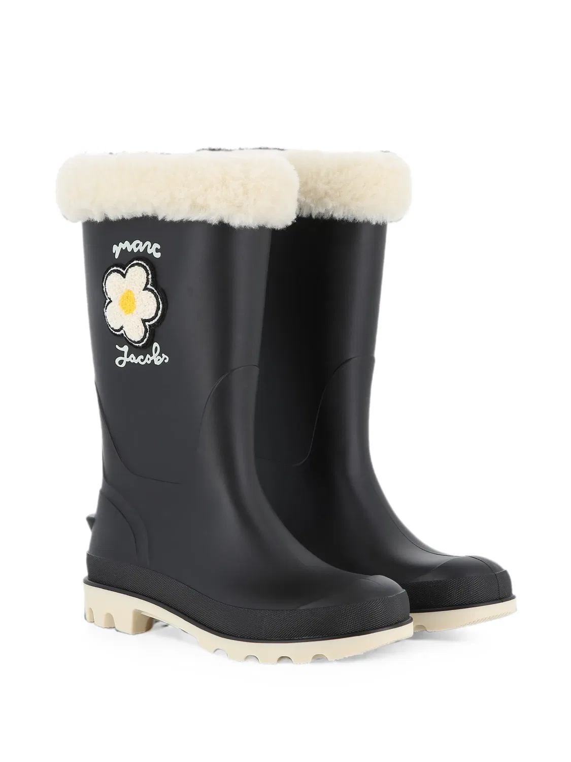 Резиновые сапоги с мехом и нашивкой Marc Jacobs Kids, черный