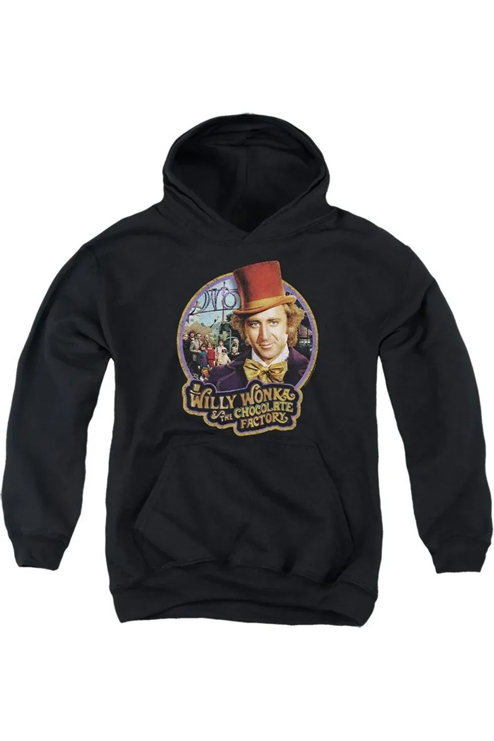 Детское худи с капюшоном Willy Wonka And The Chocolate Factory Contestants Gildan, черный