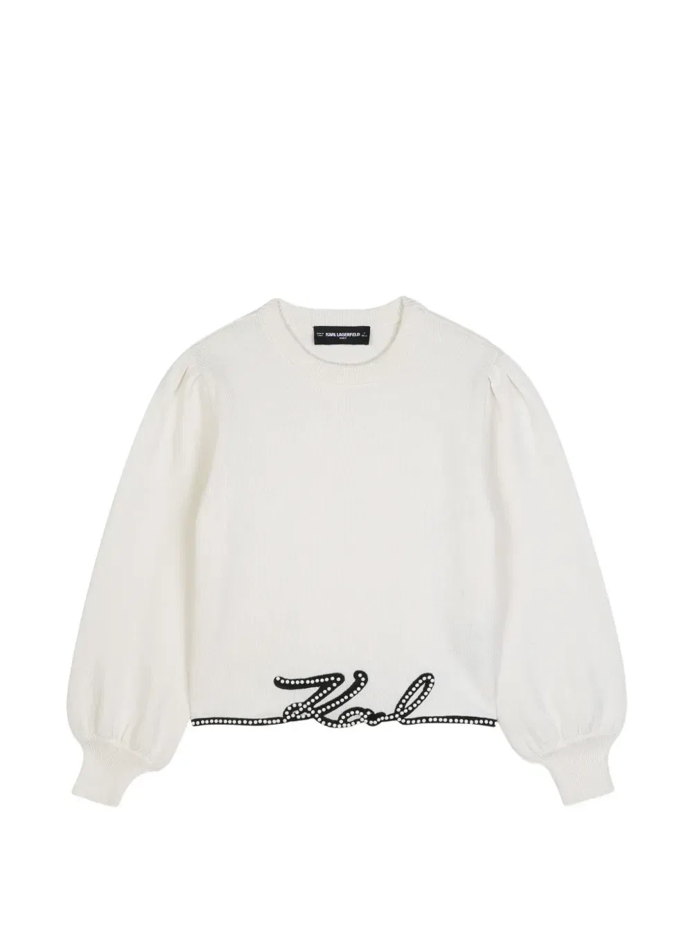 Свитер с объемными рукавами и логотипом Karl Lagerfeld Kids, белый