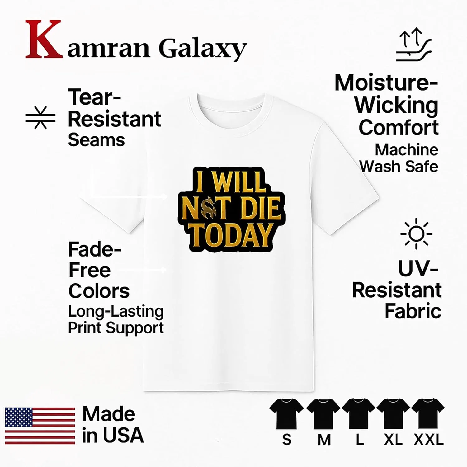 Футболка с графическим принтом I Will Not Die Today Unisex, White — фото 4