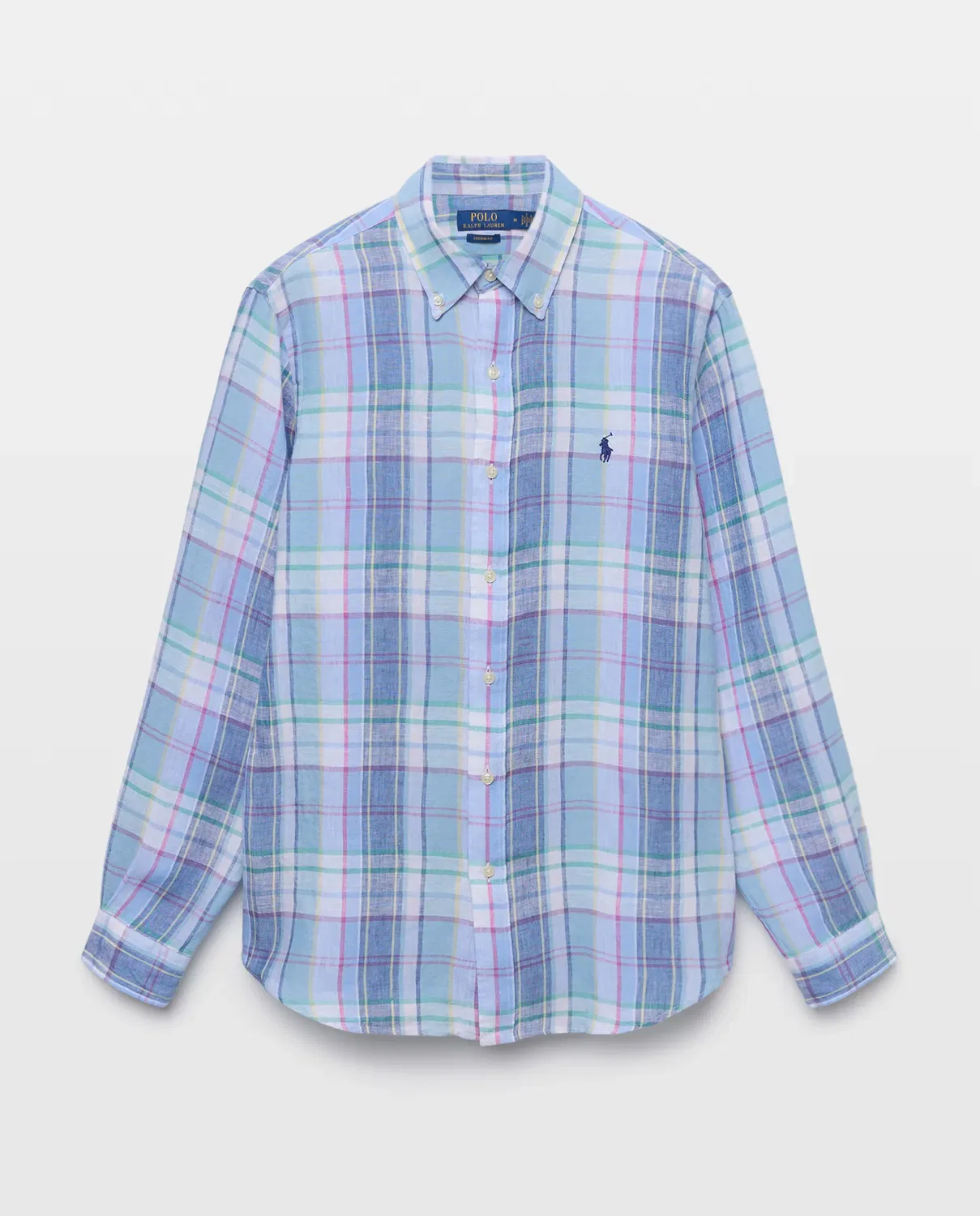 Мужская рубашка из льна с клетчатым принтом Classic Fit Polo Ralph Lauren, Multicolor — фото 4
