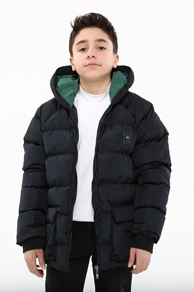 Детское пальто для мальчиков с капюшоном Benitto Kids, Navy Blue — фото 3