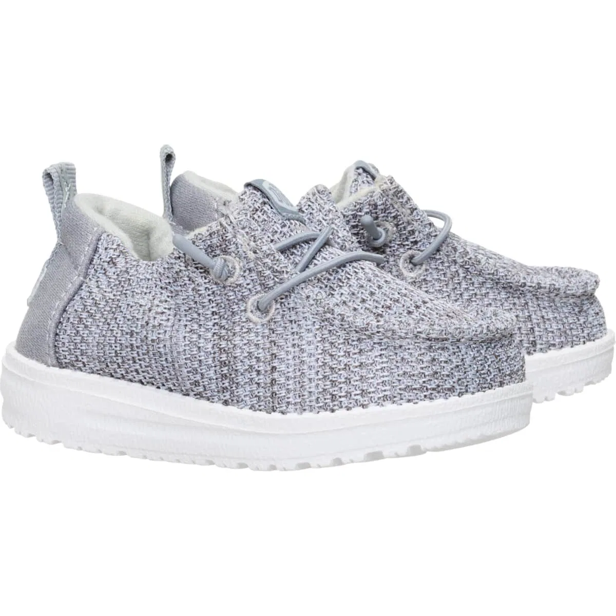Детские туфли-слипоны с эластичными шнурками LilDude Slip On HEYDUDE, Grey White — фото 2