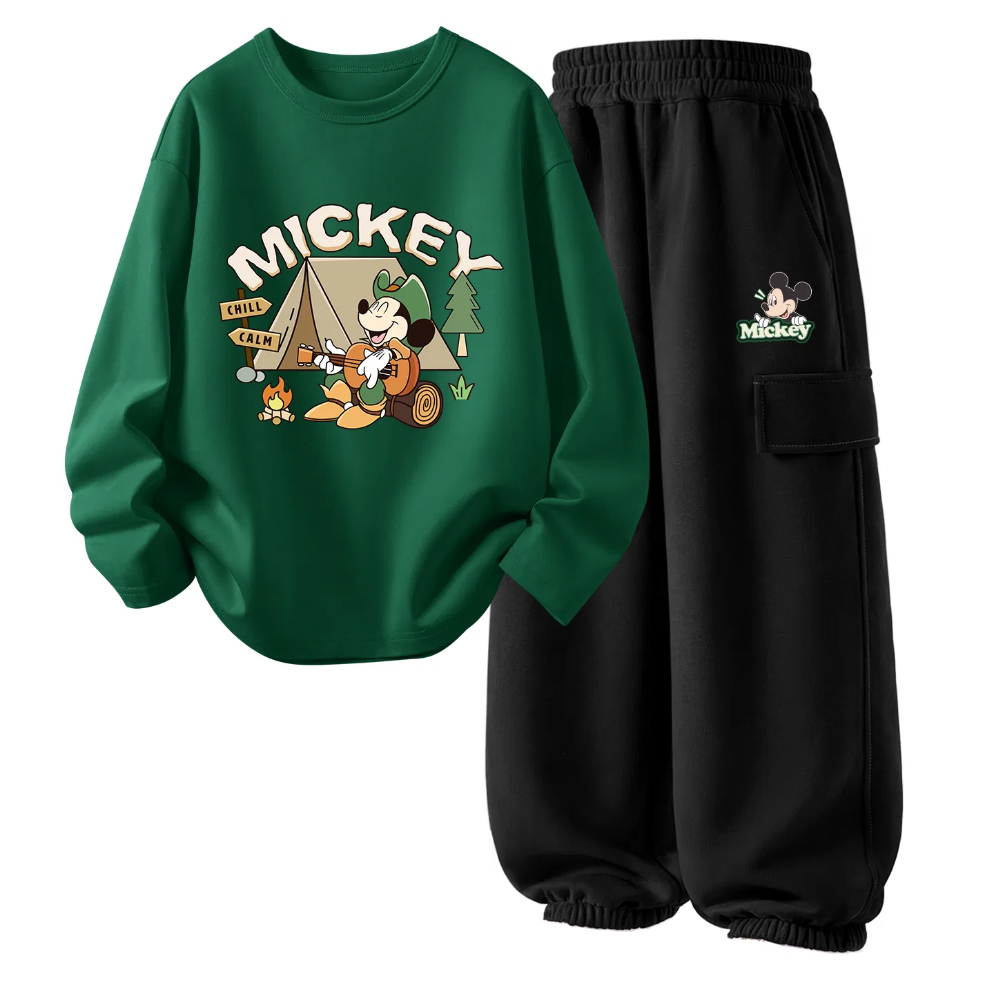 Детский спортивный комплект с принтом Wild Adventure Vintage Green+Smiling Face K Black Disney