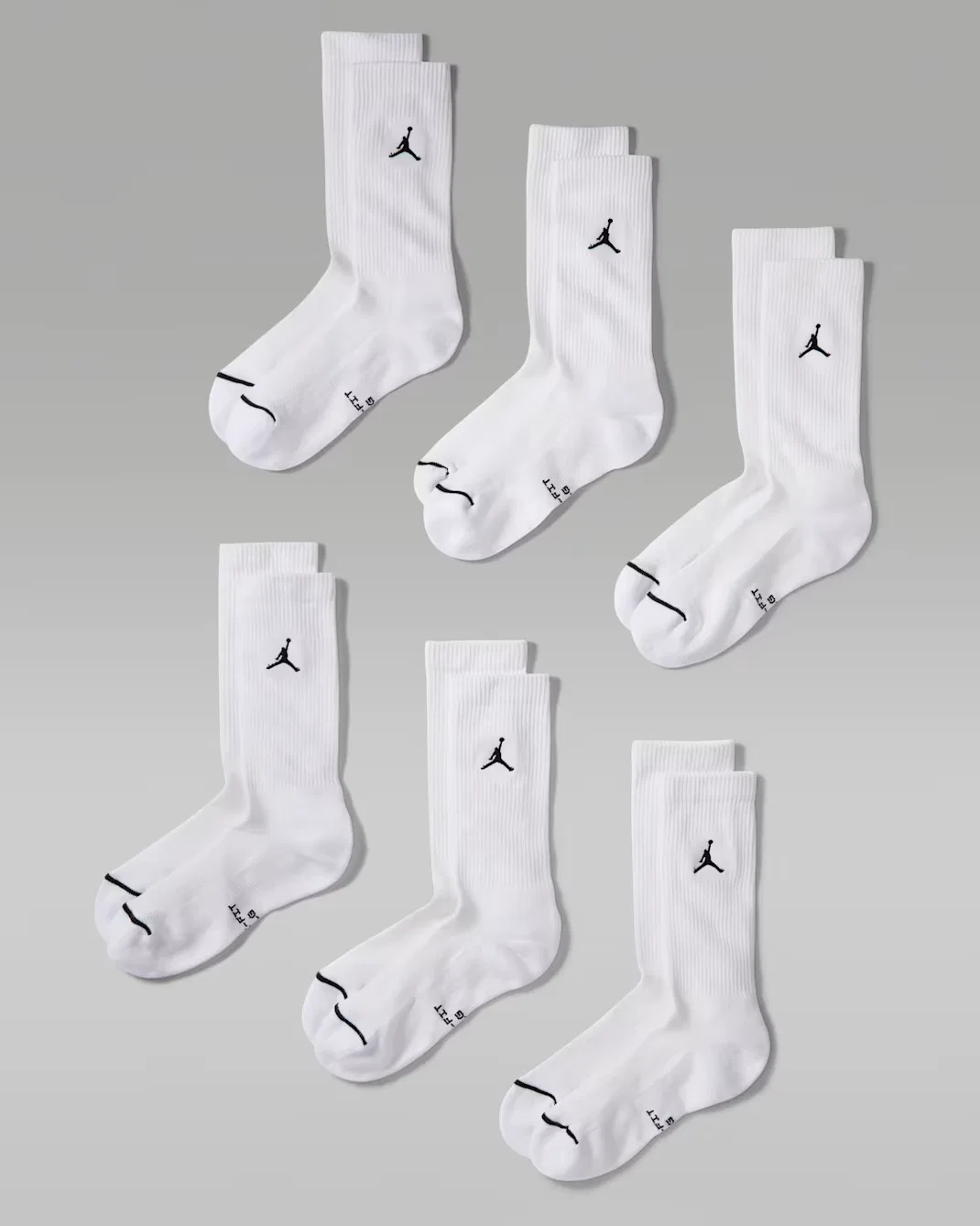 Носки средней высоты (6 пар) Jordan Everyday Elevated, White/Black