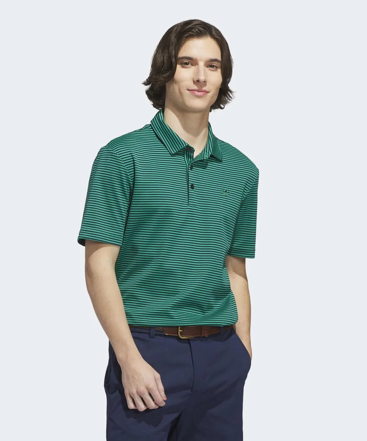 Мужская хлопковая поло с коротким рукавом Originals Stripe Pique Adidas, Green