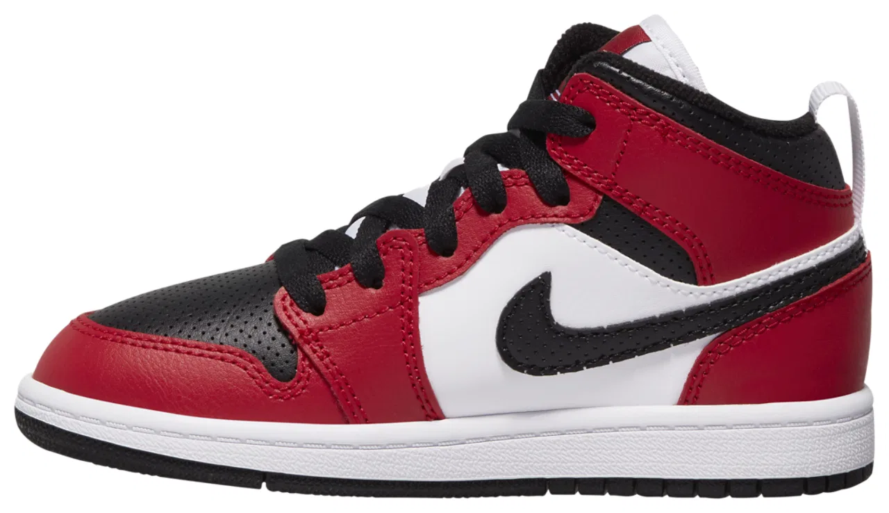 Кроссовки для мальчиков AJ1 Mid Jordan, цвет Black/Gym Red/Black — фото 2