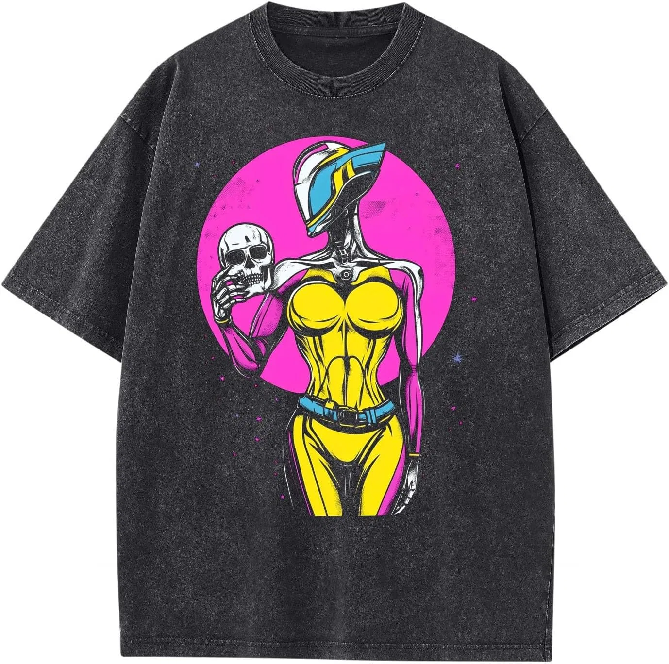 Мужская футболка оверсайз с 3D-принтом Vintage Washed, Black