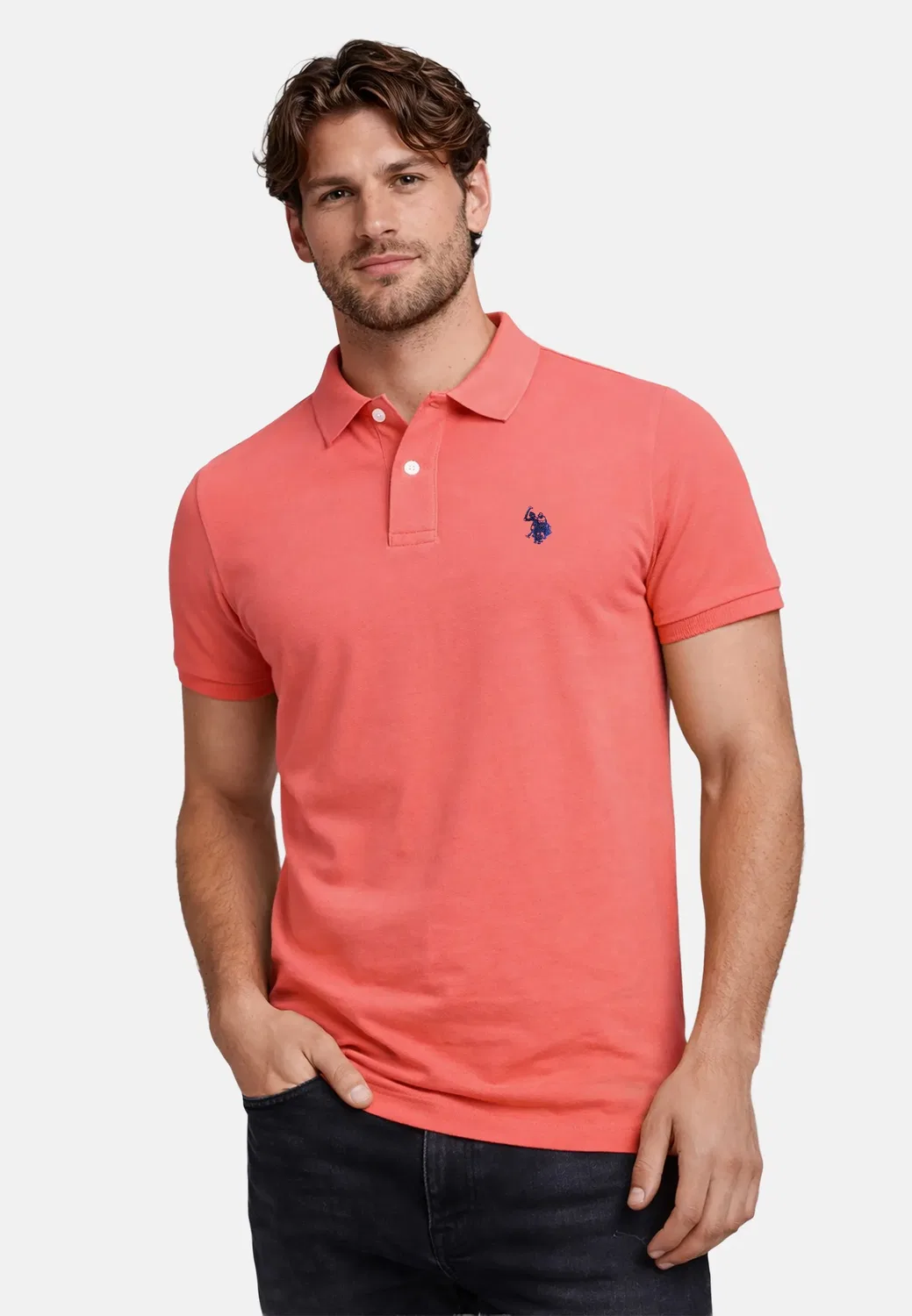 Мужское поло P029 U.S. Polo Assn., Coral