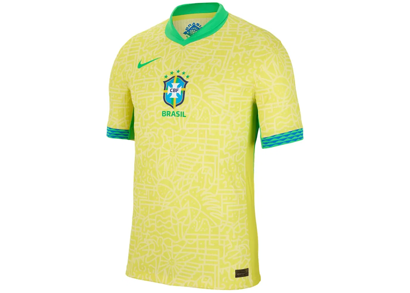 Мужская футбольная джерси Nike Brazil 2024 Match Home ADV Authentic Jersey, Dynamic Yellow/Lemon Chiffon/Green Spark