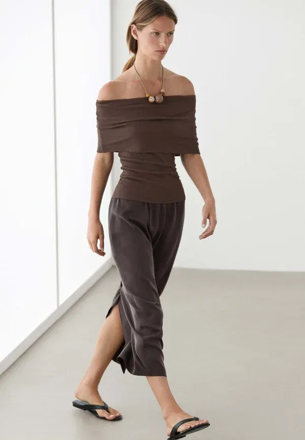 Юбка карандаш из шелка Pencil skirt Massimo Dutti, dark grey, темно-серый — фото 4