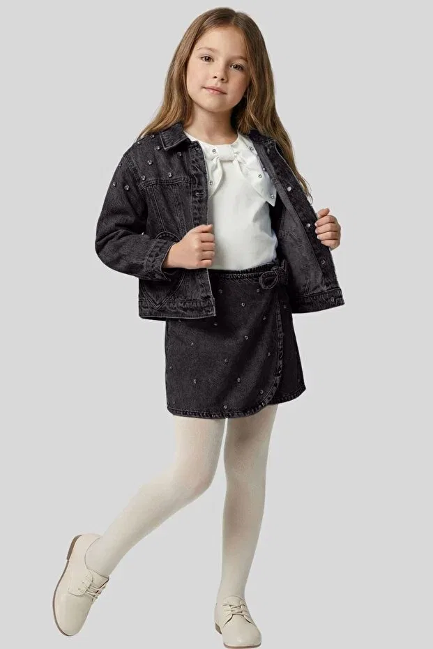 Детская джинсовая куртка с принтом Heart Pocket Ww Waka Waka Kids Store, Smoked — фото 2