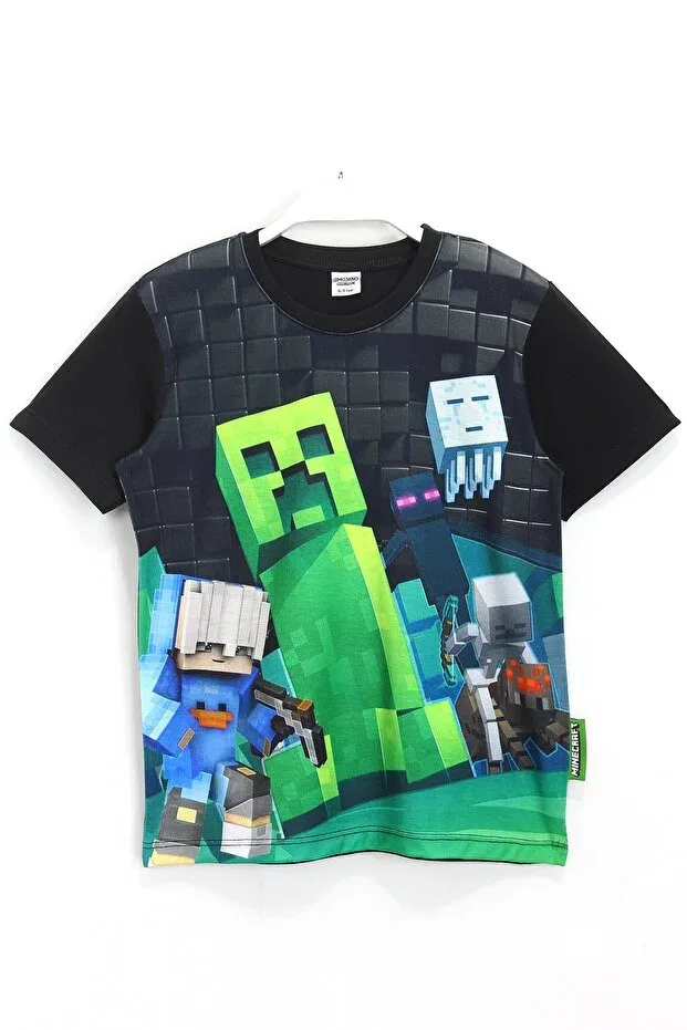 Детская футболка с принтом Creeper 3D Printed Boy Short Sleeve T-Shirt Minecraft, Black