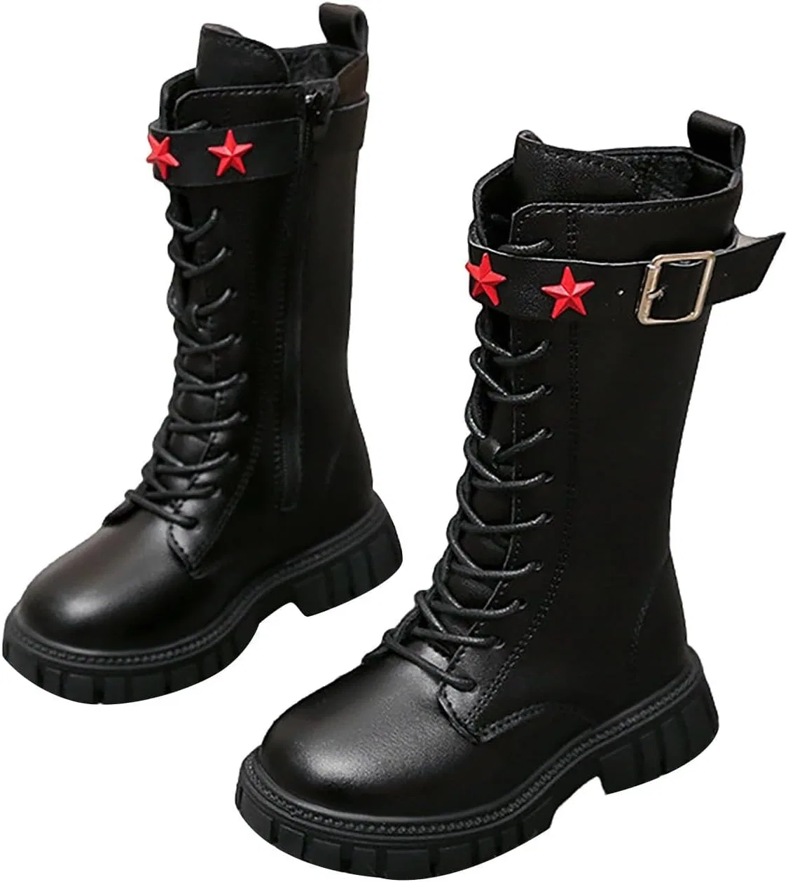 Детские ботинки для девочек на шнуровке с кружевом, модель Riding Boots, Black