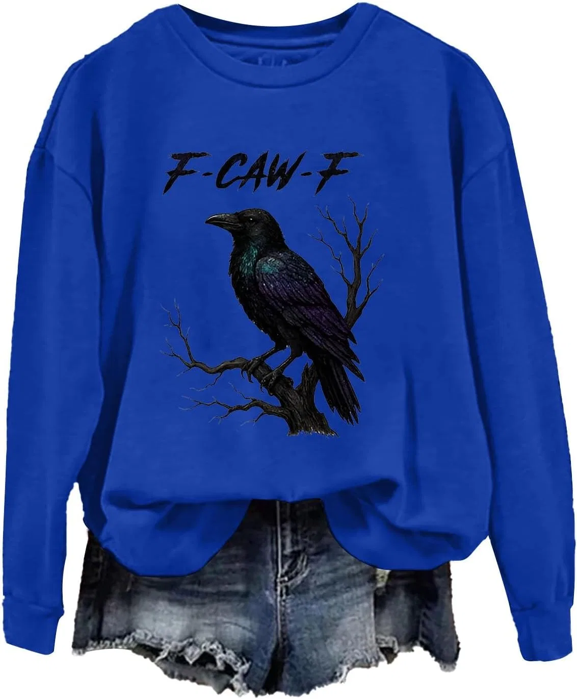 Женский свитшот с принтом F Caw F Crow Funny, 02-A-Blue