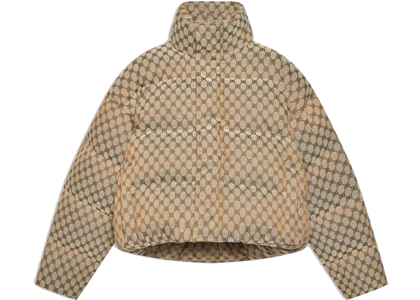 Женская пуховая куртка с принтом Hacker Project Gucci x Balenciaga, Beige/Ebony