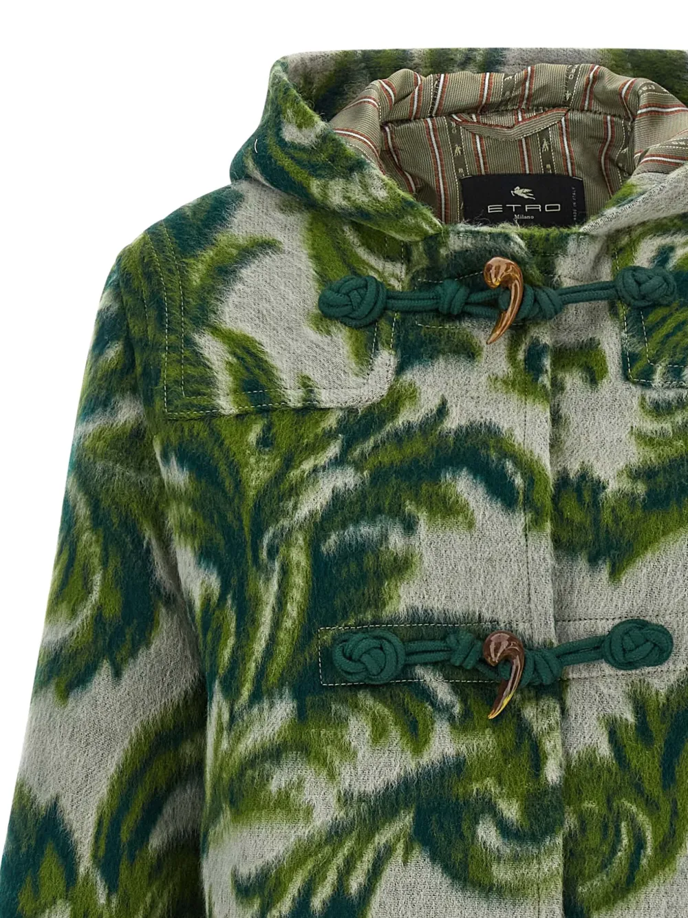 Пальто с застежкой тогл и узором Etro, зеленый — фото 3