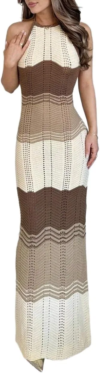 Женское платье-свитер с цветовым блоком Slimming Fit, Khaki