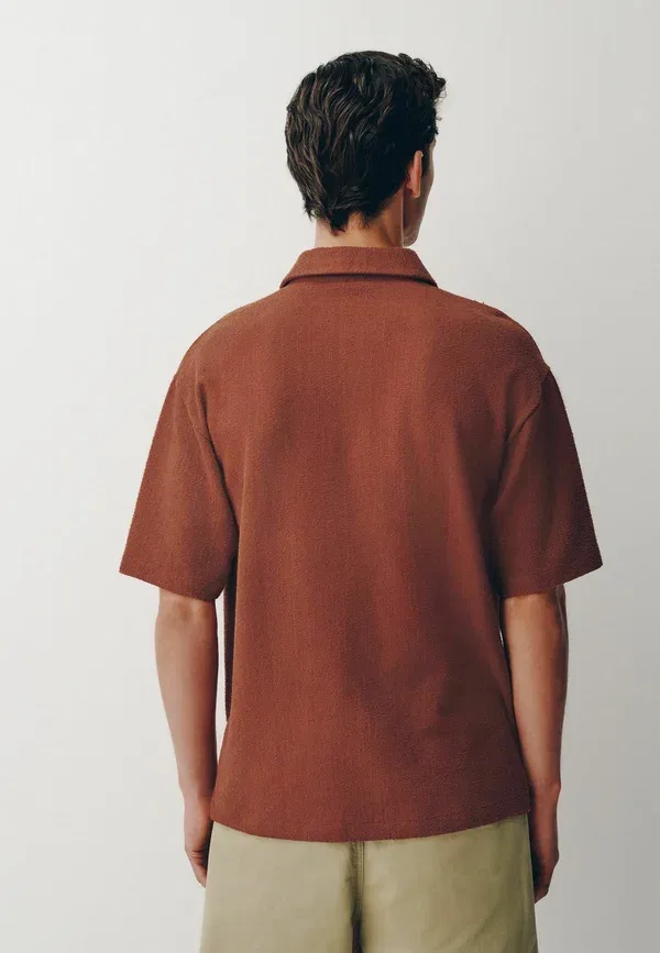 Футболка поло хлопок Regular fit - textured short sleeve polo shirts Next, Rust Red Craft, красный — фото 3